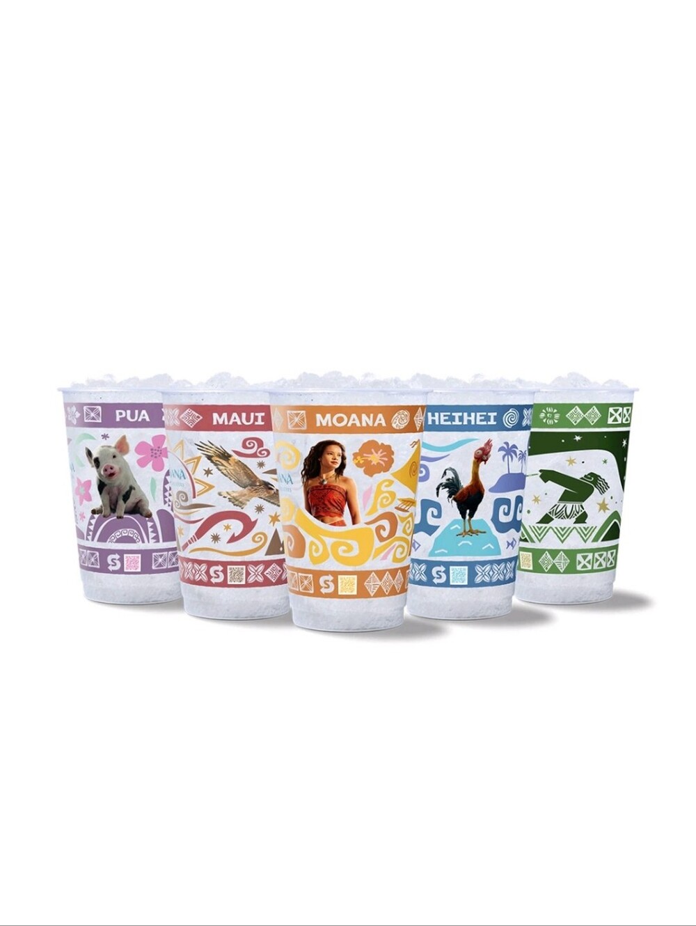 5 Piece Set Disney Moana Character Party Cups Heihei Pua Maui NEW!